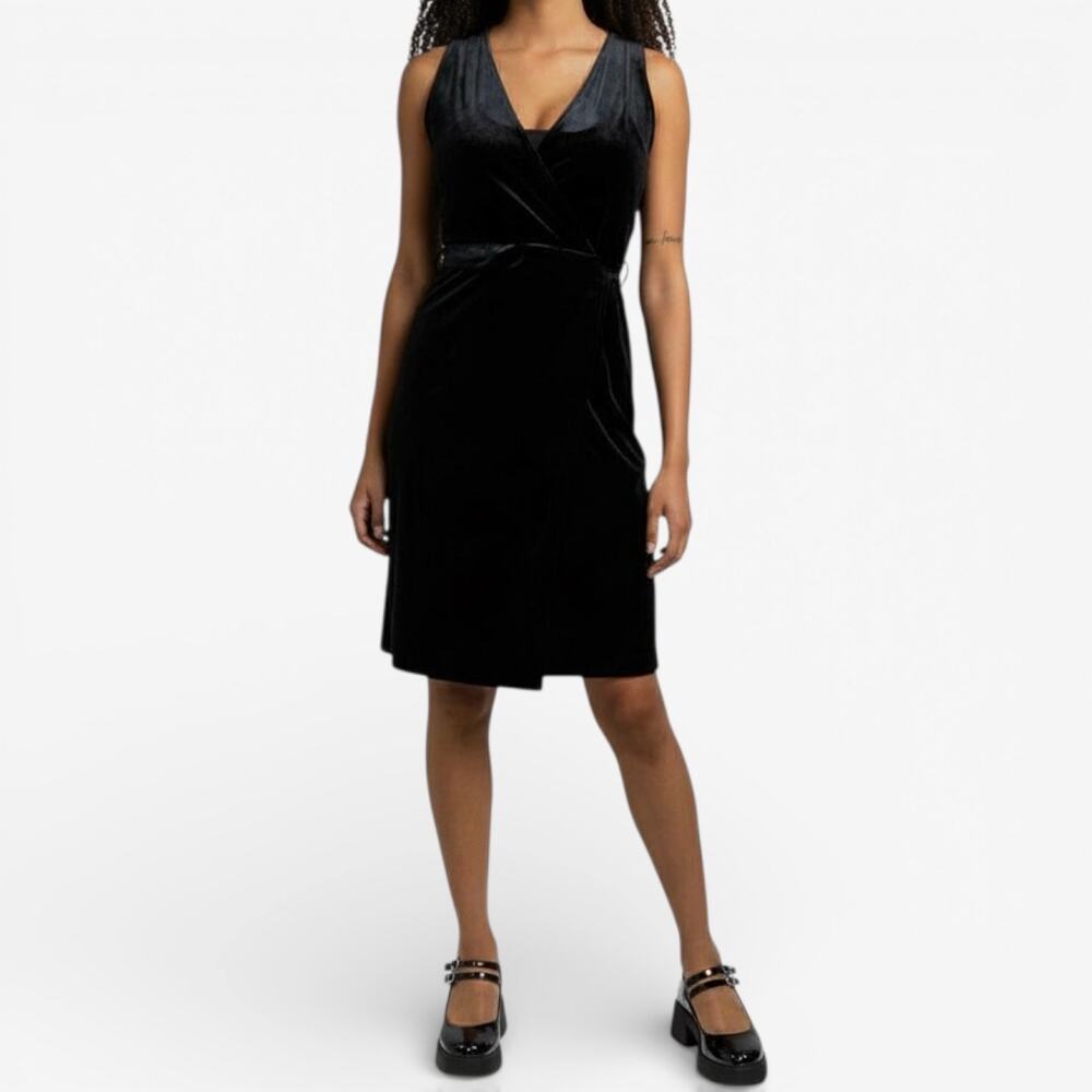 Vintage The Limited Black Velvet Sleeveless Wrap Dress Sz Small Whimsigoth